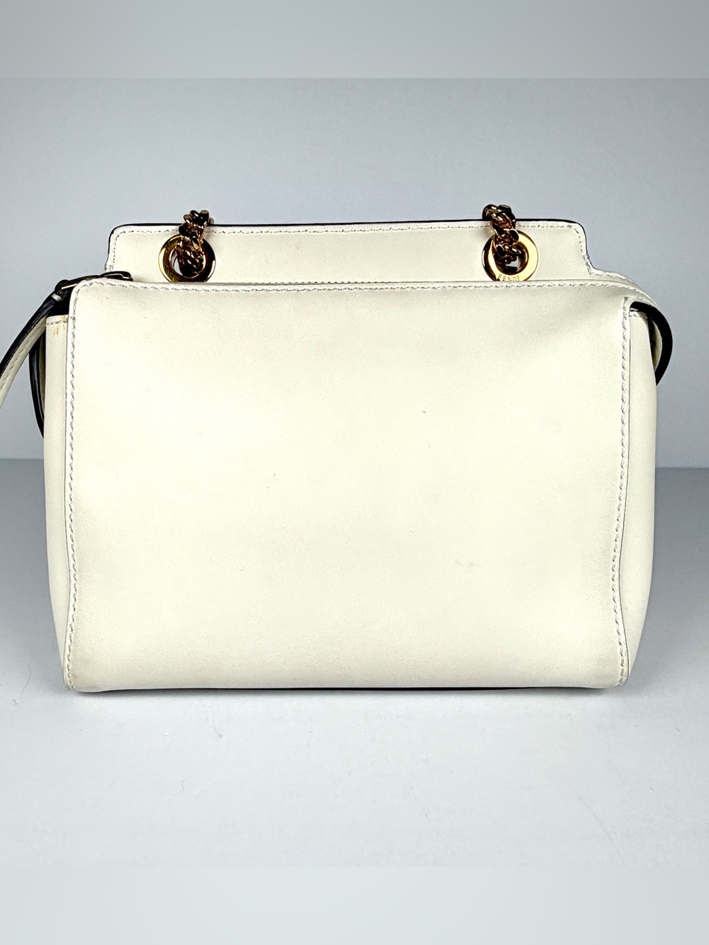 Fendi White Leather & Lace DotCom Chain Shoulder Bag Excellent Full Inclusion - Picture 8 of 15